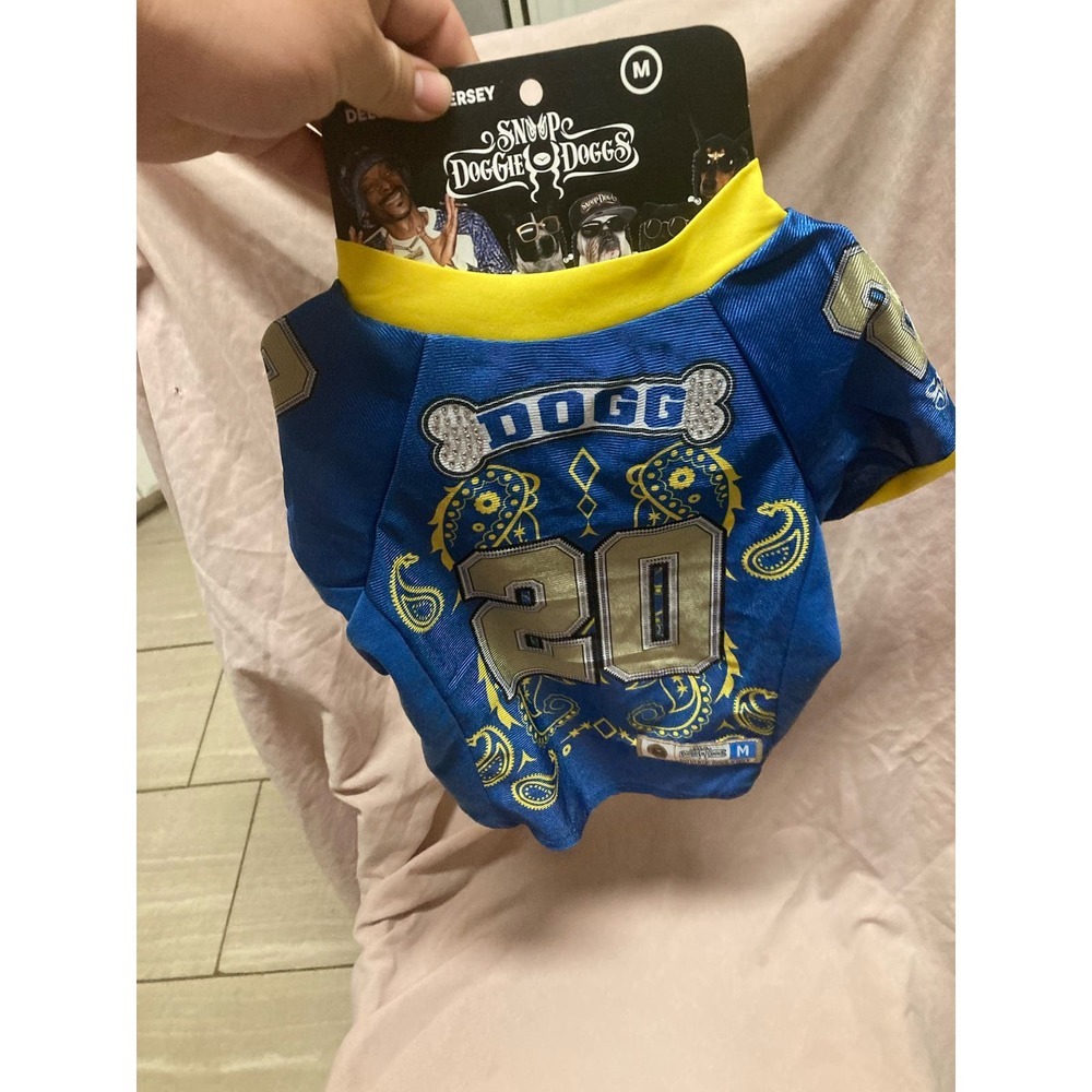 Snoop Doggie Doggs Blue Halftime Deluxe Pet Jersey Size Medium Bling NWT